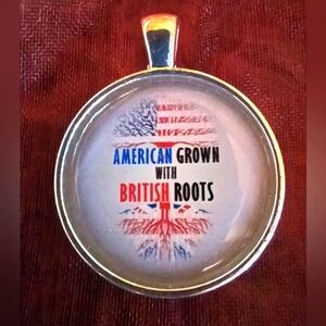 American Grown with British Roots Silver Necklace -new